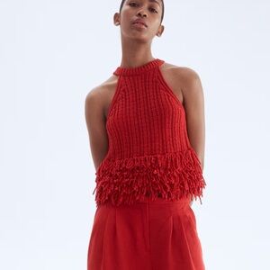 Hm fringe trimmed knit top XL